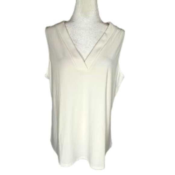 Franne Golde Women's White V-Neck Sleeveless Blouse Size XL - Picture 2 of 9